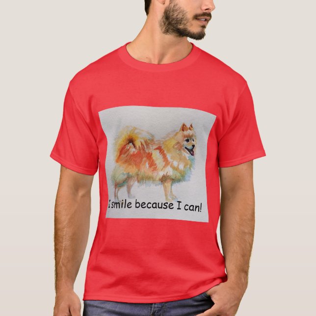 Camiseta Perro alemán Spitz: "Sonrío porque puedo" (Anverso)