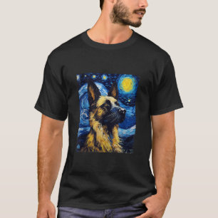 Camiseta Perro alemán Starry Night Dog Perro amante Mamá Pa