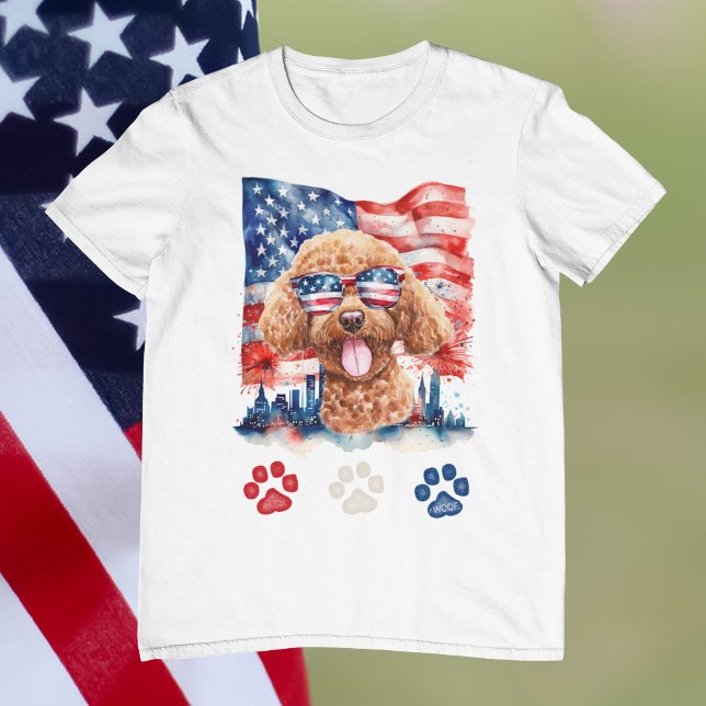 Camiseta Perro americano de caniche rojo blanco y azul 4 de (Subido por el creador)