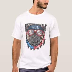 Camiseta Perro americano peligroso, Bulldog con la bandera 