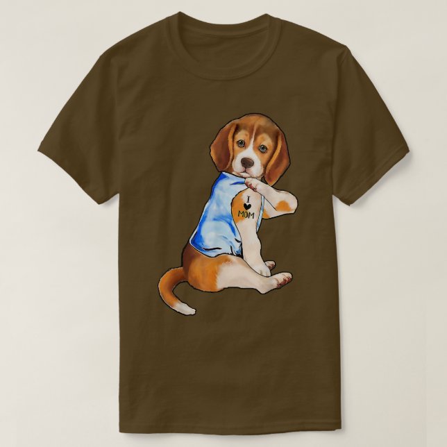 Camiseta Perro amo a mamá Tattoo Beagle Perro Perro amante  (Diseño del anverso)
