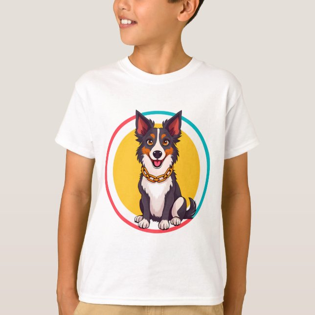 Camiseta Perro Animado Adorable con Collar (Anverso)