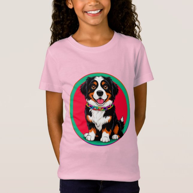 Camiseta Perro animado lindo con collar (Anverso)