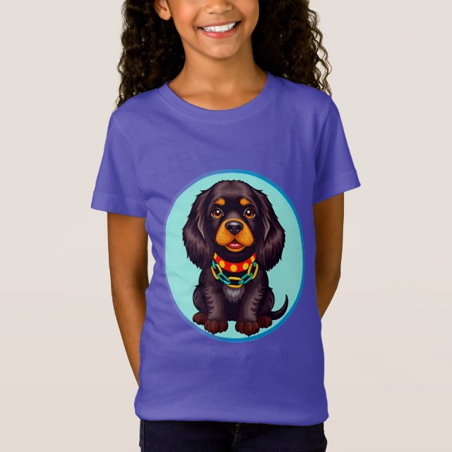 Camiseta Perro animado lindo con collar (Anverso)