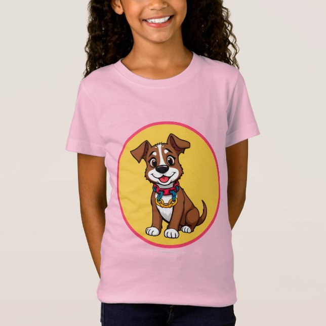 Camiseta Perro animado lindo con collar (Anverso)