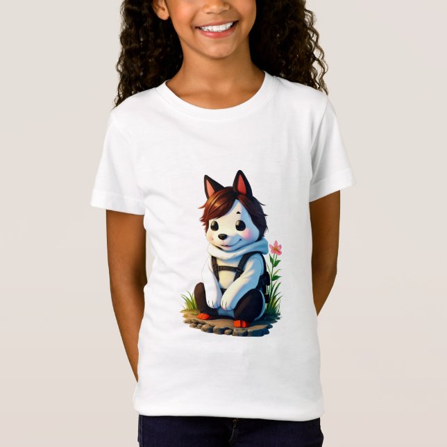 Camiseta Perro antropomórfico con flor | Arte IA (Anverso)