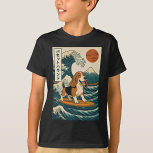 Camiseta Perro Apuesta Surfing Ola Japonesa 