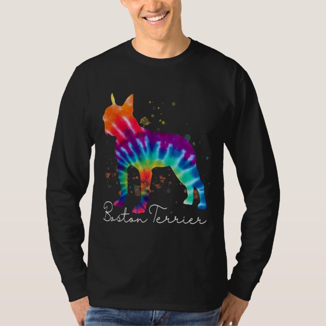 Camiseta Perro arcoiris del cielo de Boston Terrier (Anverso)
