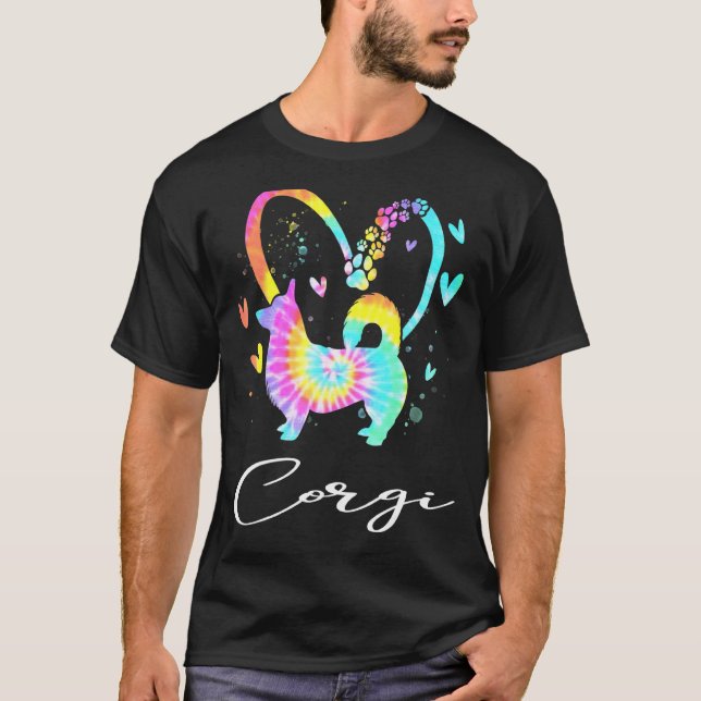 Camiseta Perro arcoíris Tie Dye Corgi Amor (Anverso)