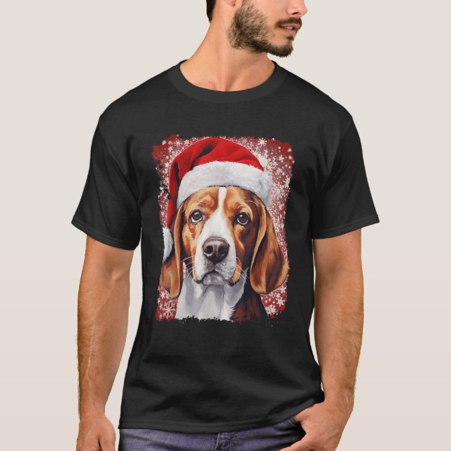 Camiseta Perro Arte Pop Beagle Navidad  (Anverso)