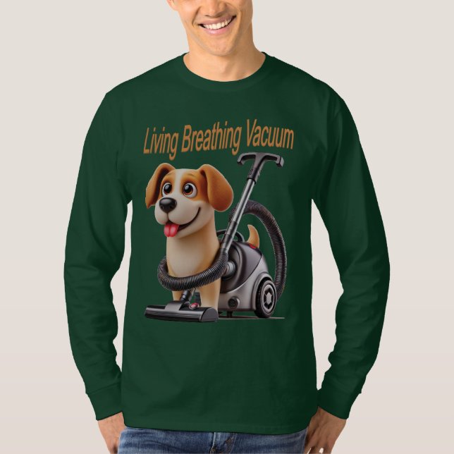 Camiseta Perro Aspiradora Vivo y Respirando (Anverso)