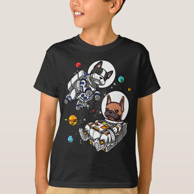Camiseta Perro astronauta del Bulldog francés espacial (Anverso)