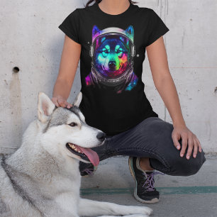 Camiseta Perro astronauta siberiano Husky en el espacio col