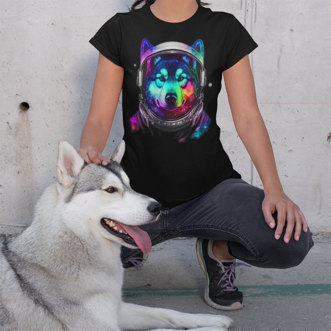 Camiseta Perro astronauta siberiano Husky en el espacio col (Subido por el creador)