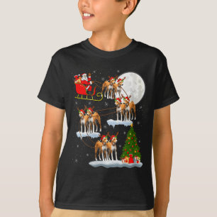 Camiseta Perro Basenji Mujer Santa Trineo Volador Divertido