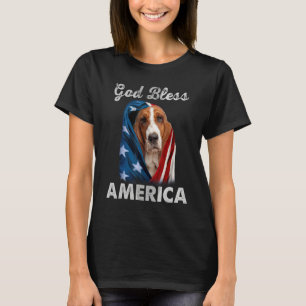 Camiseta Perro Basset Hound Bandera Americana USA 4 de Juli