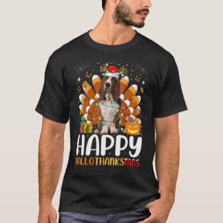Camiseta Perro Basset Hound Halloween Navidad Feliz Halloth