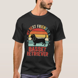 Camiseta Perro Basset Retriever Atardecer Retro