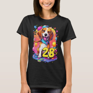Camiseta Perro Beagle 28º cumpleaños Fiesta temática de 28