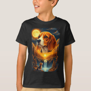 Camiseta Perro Beagle aullando a la luna