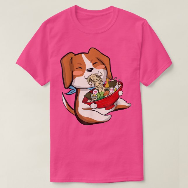 Camiseta Perro Beagle comiendo fideos de Ramen Regalo Anime (Diseño del anverso)