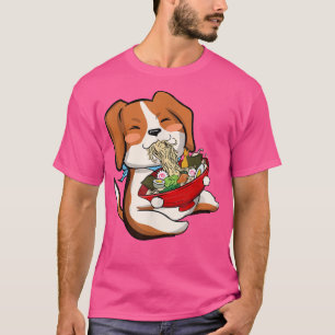 Camiseta Perro Beagle comiendo fideos de Ramen Regalo Anime