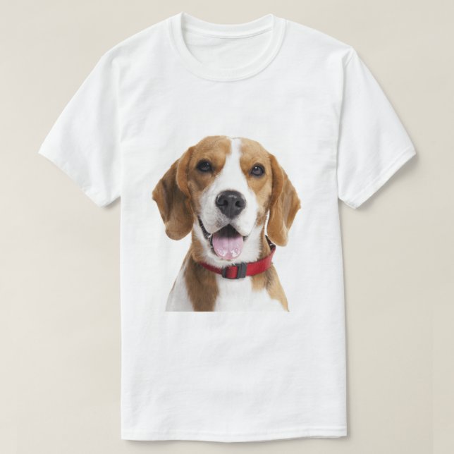 Camiseta Perro Beagle con Collar Rojo (Diseño del anverso)