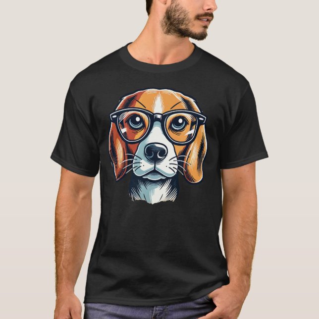 Camiseta Perro Beagle Con Gafas Estilo Arte Pop (Anverso)