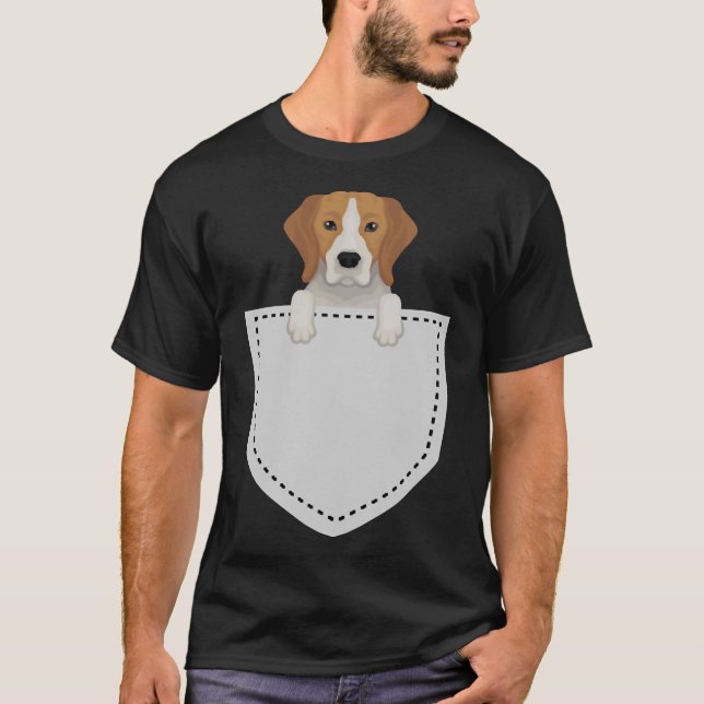 Camiseta Perro Beagle Cute En El Bolsillo (Anverso)