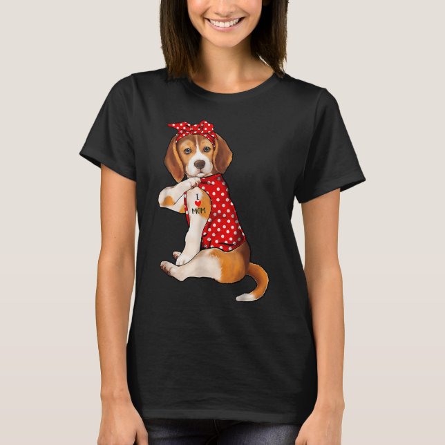 Camiseta Perro Beagle Cute que amo a mamá Tattoo (Anverso)