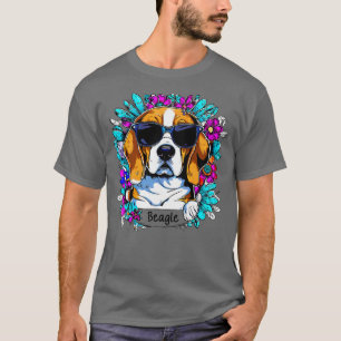 Camiseta Perro Beagle cute y flores