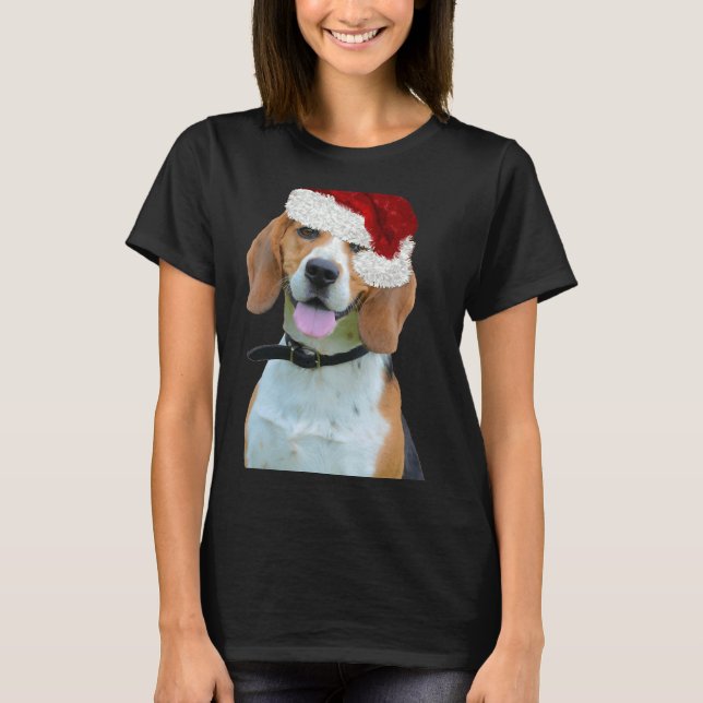 Camiseta Perro Beagle De Navidad En Navidades Rojos Gorra D (Anverso)