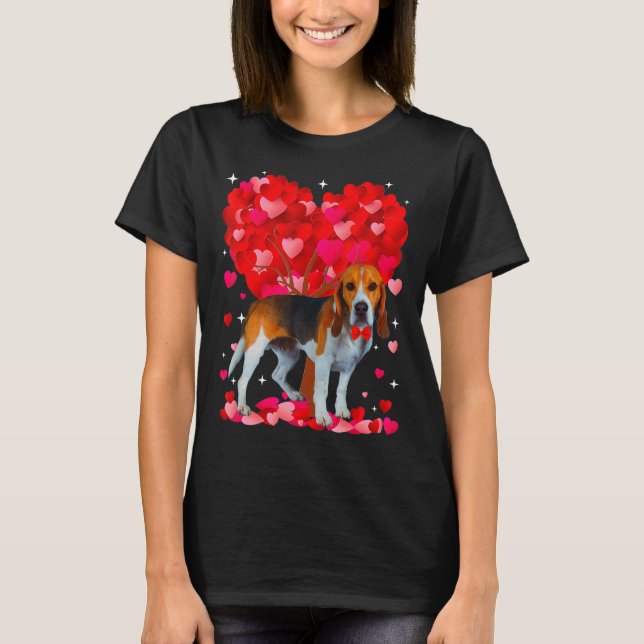 Camiseta Perro Beagle Día de San Valentín Corazón Cachorro  (Anverso)