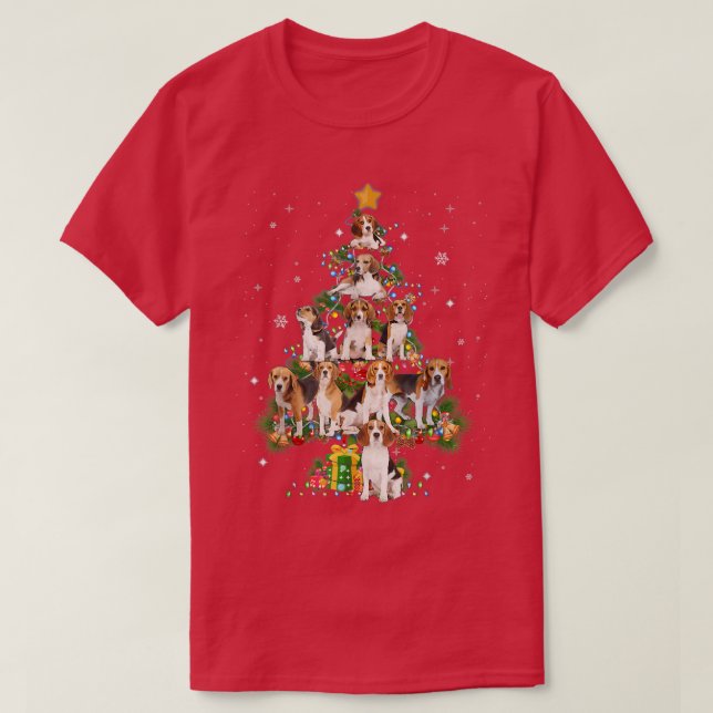 Camiseta Perro beagle divertido árbol de Navidad Perro aman (Diseño del anverso)