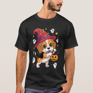 Camiseta Perro Beagle Divertido Calabaza Fantasma Caramelo 