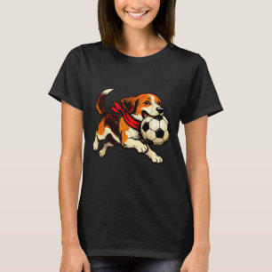 Camiseta Perro Beagle Divertido Jugando Fútbol Día de Parti