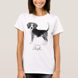 Camiseta Perro Beagle en negro y blanco y texto personaliza