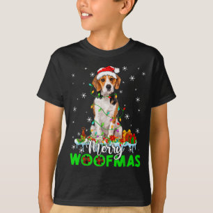 Camiseta Perro Beagle Feliz Woofmas Luces Divertidas de Nav