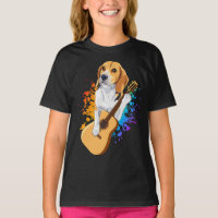Perro Beagle Jugando Chica De Guitarra Acústica