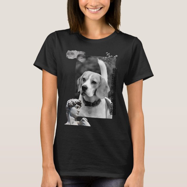 Camiseta Perro Beagle Retrato Blanco Y Negro (Anverso)