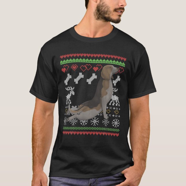 Camiseta Perro Beagle Santa Claus Navidades feos Patrón Mam (Anverso)