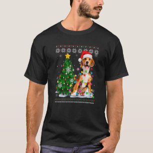 Camiseta Perro beagle Santa Hat Árbol de Navidad Luz