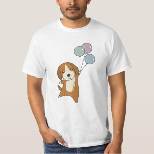 Camiseta Perro Beagle vuela con globos