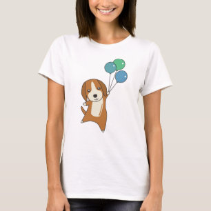 Camiseta Perro Beagle vuela con globos