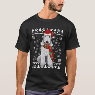 Camiseta Perro Bedlington Terrier Sombrero de Santa Navidad