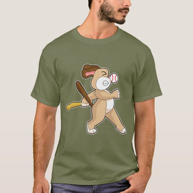 Camiseta Perro Béisbol Bate de béisbol (Anverso)