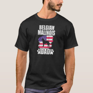 Camiseta Perro belga malinois papá ama la bandera estadouni