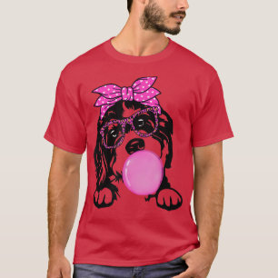 Camiseta Perro bernedoodle con gafas de bandana de chicle c