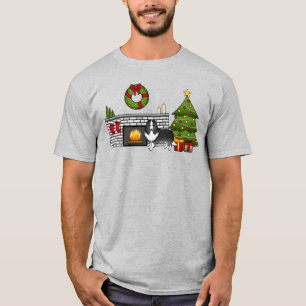 Camiseta Perro Bi-Black Shetland Sheepdog en una habitación