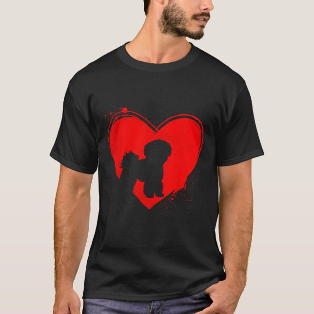 Camiseta Perro Bichon Frise Corazón Forma San Valentín Aman (Anverso)